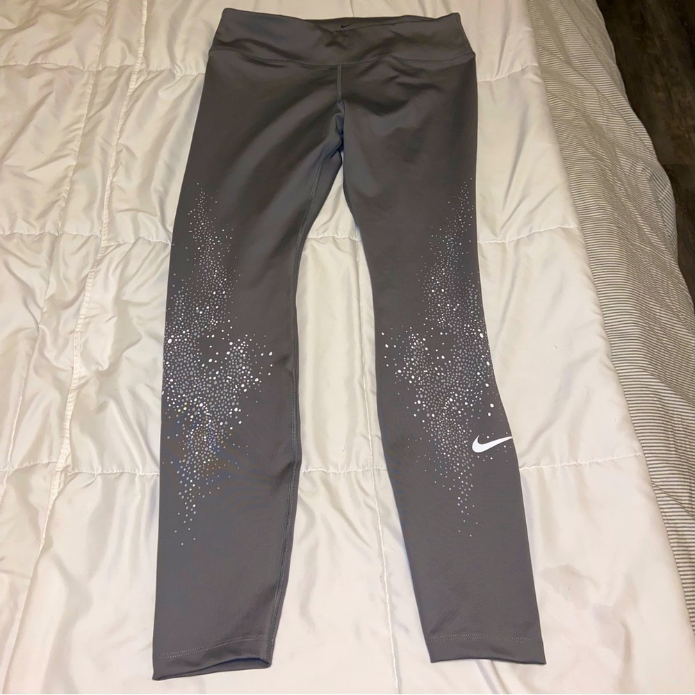 Nike Women’s Dri-Fit Leggings Full Length Size Large Gray White